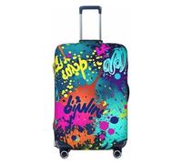 DWVTFSM Travel Luggage Cover Elastic Anti-Scratch Suitcase Protector Washable Travel Suitcase Cover Colorful Spray Pattern Luggage Protector Fits 18-32 Inch Suitcase, Black, S