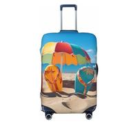 DWVTFSM Travel Luggage Cover Elastic Anti-Scratch Suitcase Protector Washable Travel Suitcase Cover Colorful Flip Flops Beach Ball Luggage Protector Fits 18-32 Inch Suitcase, Black, S