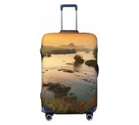DWVTFSM Travel Luggage Cover Elastic Anti-Scratch Suitcase Protector Washable Travel Suitcase Cover Landscapes With The Rivers Luggage Protector Fits 18-32 Inch Suitcase, Black, M