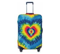 DWVTFSM Travel Luggage Cover Elastic Anti-Scratch Suitcase Protector Washable Travel Suitcase Cover Heart Rainbow Tie-Dyed Luggage Protector Fits 18-32 Inch Suitcase, Black, M