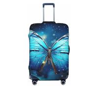 DWVTFSM Travel Luggage Cover Elastic Anti-Scratch Suitcase Protector Washable Travel Suitcase Cover Blue Starry Butterfly Luggage Protector Fits 18-32 Inch Suitcase, Black, S
