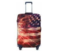 DWVTFSM Travel Luggage Cover Elastic Anti-Scratch Suitcase Protector Washable Travel Suitcase Cover Fireworks American Flag Luggage Protector Fits 18-32 Inch Suitcase, Black, L