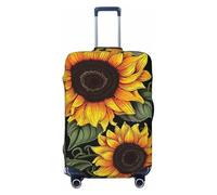 DWVTFSM Travel Luggage Cover Elastic Anti-Scratch Suitcase Protector Washable Travel Suitcase Cover Floral Sunflower Luggage Protector Fits 18-32 Inch Suitcase, Black, XL