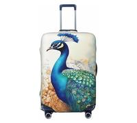 DWVTFSM Travel Luggage Cover Elastic Anti-Scratch Suitcase Protector Washable Travel Suitcase Cover Beautiful Peacock And Floral Luggage Protector Fits 18-32 Inch Suitcase, Black, L