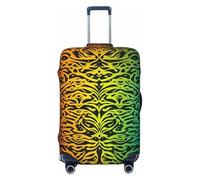 DWVTFSM Travel Luggage Cover Elastic Anti-Scratch Suitcase Protector Washable Travel Suitcase Cover Rainbow Pattern Background Luggage Protector Fits 18-32 Inch Suitcase, Black, L