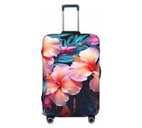DWVTFSM Travel Luggage Cover Elastic Anti-Scratch Suitcase Protector Washable Travel Suitcase Cover Tropical Flowers Luggage Protector Fits 18-32 Inch Suitcase, Black, L