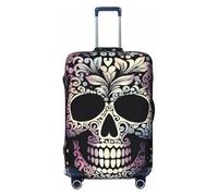 DWVTFSM Travel Luggage Cover Elastic Anti-Scratch Suitcase Protector Washable Travel Suitcase Cover Cool Skull Luggage Protector Fits 18-32 Inch Suitcase, Black, XL