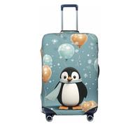 DWVTFSM Travel Luggage Cover Elastic Anti-Scratch Suitcase Protector Washable Travel Suitcase Cover Penguin Balloon Snowflake Luggage Protector Fits 18-32 Inch Suitcase, Black, L