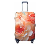 DWVTFSM Travel Luggage Cover Elastic Anti-Scratch Suitcase Protector Washable Travel Suitcase Cover Peach Peony Luggage Protector Fits 18-32 Inch Suitcase, Black, XL