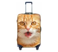 DWVTFSM Travel Luggage Cover Elastic Anti-Scratch Suitcase Protector Washable Travel Suitcase Cover Orange Cat Sticking Out Tongue Luggage Protector Fits 18-32 Inch Suitcase, Black, XL