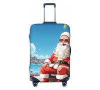 DWVTFSM Travel Luggage Cover Elastic Anti-Scratch Suitcase Protector Washable Travel Suitcase Cover Santa Claus At Beach Luggage Protector Fits 18-32 Inch Suitcase, Black, S