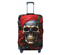 DWVTFSM Travel Luggage Cover Elastic Anti-Scratch Suitcase Protector Washable Travel Suitcase Cover Pirate Skull Luggage Protector Fits 18-32 Inch Suitcase, Black, L