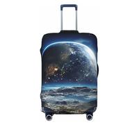 DWVTFSM Travel Luggage Cover Elastic Anti-Scratch Suitcase Protector Washable Travel Suitcase Cover Earth From Moon Luggage Protector Fits 18-32 Inch Suitcase, Black, M