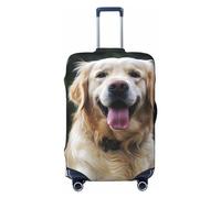 DWVTFSM Travel Luggage Cover Elastic Anti-Scratch Suitcase Protector Washable Travel Suitcase Cover Funny Golden Retriever Luggage Protector Fits 18-32 Inch Suitcase, Black, M
