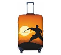 DWVTFSM Travel Luggage Cover Elastic Anti-Scratch Suitcase Protector Washable Travel Suitcase Cover Sun Karate Silhouette Luggage Protector Fits 18-32 Inch Suitcase, Black, S