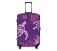 DWVTFSM Travel Luggage Cover Elastic Anti-Scratch Suitcase Protector Washable Travel Suitcase Cover Hawaii With Purple Sea Turtle Luggage Protector Fits 18-32 Inch Suitcase, Black, XL