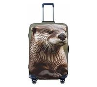 DWVTFSM Travel Luggage Cover Elastic Anti-Scratch Suitcase Protector Washable Travel Suitcase Cover Otter Animal Luggage Protector Fits 18-32 Inch Suitcase, Black, S
