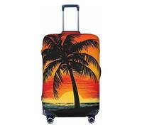DWVTFSM Travel Luggage Cover Elastic Anti-Scratch Suitcase Protector Washable Travel Suitcase Cover Sunset Palm Tree Luggage Protector Fits 18-32 Inch Suitcase, Black, S