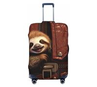 DWVTFSM Travel Luggage Cover Elastic Anti-Scratch Suitcase Protector Washable Travel Suitcase Cover Sloth On Zipper Luggage Protector Fits 18-32 Inch Suitcase, Black, S