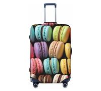 DWVTFSM Travel Luggage Cover Elastic Anti-Scratch Suitcase Protector Washable Travel Suitcase Cover Macaron Biscuit Flavored Pastries Luggage Protector Fits 18-32 Inch Suitcase, Black, XL