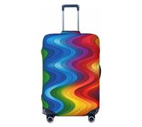 DWVTFSM Travel Luggage Cover Elastic Anti-Scratch Suitcase Protector Washable Travel Suitcase Cover Rainbow Luggage Protector Fits 18-32 Inch Suitcase, Black, L