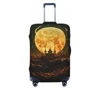 DWVTFSM Travel Luggage Cover Elastic Anti-Scratch Suitcase Protector Washable Travel Suitcase Cover Golden Moon Luggage Protector Fits 18-32 Inch Suitcase, Black, L