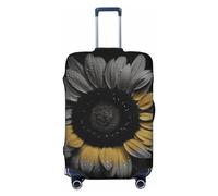 DWVTFSM Travel Luggage Cover Elastic Anti-Scratch Suitcase Protector Washable Travel Suitcase Cover Sunflower Black Luggage Protector Fits 18-32 Inch Suitcase, Black, M