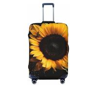 DWVTFSM Travel Luggage Cover Elastic Anti-Scratch Suitcase Protector Washable Travel Suitcase Cover Sunflower On Black Background Luggage Protector Fits 18-32 Inch Suitcase, Black, XL