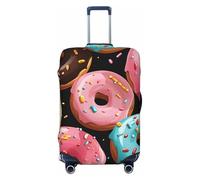 DWVTFSM Travel Luggage Cover Elastic Anti-Scratch Suitcase Protector Washable Travel Suitcase Cover Donuts Luggage Protector Fits 18-32 Inch Suitcase, Black, L