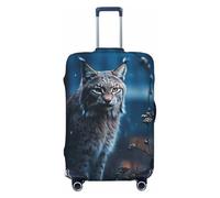 DWVTFSM Travel Luggage Cover Elastic Anti-Scratch Suitcase Protector Washable Travel Suitcase Cover Female Lynx Luggage Protector Fits 18-32 Inch Suitcase, Black, L