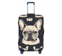 DWVTFSM Travel Luggage Cover Elastic Anti-Scratch Suitcase Protector Washable Travel Suitcase Cover I Love French Bulldog Luggage Protector Fits 18-32 Inch Suitcase, Black, S