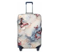DWVTFSM Travel Luggage Cover Elastic Anti-Scratch Suitcase Protector Washable Travel Suitcase Cover Marble And Butterfly Luggage Protector Fits 18-32 Inch Suitcase, Black, L