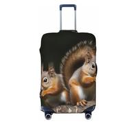 DWVTFSM Travel Luggage Cover Elastic Anti-Scratch Suitcase Protector Washable Travel Suitcase Cover Squirrel Animal Luggage Protector Fits 18-32 Inch Suitcase, Black, XL