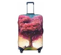 DWVTFSM Travel Luggage Cover Elastic Anti-Scratch Suitcase Protector Washable Travel Suitcase Cover Colorful Pink Heart Tree Luggage Protector Fits 18-32 Inch Suitcase, Black, S