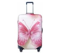 DWVTFSM Travel Luggage Cover Elastic Anti-Scratch Suitcase Protector Washable Travel Suitcase Cover Pink And White Butterfly Luggage Protector Fits 18-32 Inch Suitcase, Black, M
