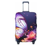 DWVTFSM Travel Luggage Cover Elastic Anti-Scratch Suitcase Protector Washable Travel Suitcase Cover Purple Butterfly Luggage Protector Fits 18-32 Inch Suitcase, Black, S