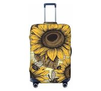 DWVTFSM Travel Luggage Cover Elastic Anti-Scratch Suitcase Protector Washable Travel Suitcase Cover Bees Sunflower Luggage Protector Fits 18-32 Inch Suitcase, Black, M