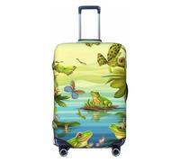 DWVTFSM Travel Luggage Cover Elastic Anti-Scratch Suitcase Protector Washable Travel Suitcase Cover Frogs Sing Luggage Protector Fits 18-32 Inch Suitcase, Black, L