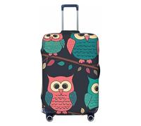 DWVTFSM Travel Luggage Cover Elastic Anti-Scratch Suitcase Protector Washable Travel Suitcase Cover Cute Owls Luggage Protector Fits 18-32 Inch Suitcase, Black, M