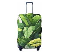 DWVTFSM Travel Luggage Cover Elastic Anti-Scratch Suitcase Protector Washable Travel Suitcase Cover Cute Banana Leaves Luggage Protector Fits 18-32 Inch Suitcase, Black, S