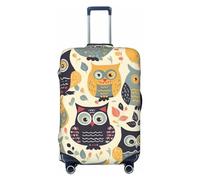 DWVTFSM Travel Luggage Cover Elastic Anti-Scratch Suitcase Protector Washable Travel Suitcase Cover Animal Cartoon Owls Cute Luggage Protector Fits 18-32 Inch Suitcase, Black, XL