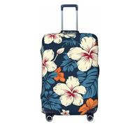 DWVTFSM Travel Luggage Cover Elastic Anti-Scratch Suitcase Protector Washable Travel Suitcase Cover Hawaii Flower Luggage Protector Fits 18-32 Inch Suitcase, Black, XL