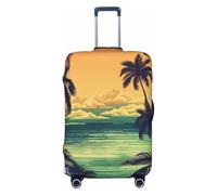 DWVTFSM Travel Luggage Cover Elastic Anti-Scratch Suitcase Protector Washable Travel Suitcase Cover Palm Trees And Beach Luggage Protector Fits 18-32 Inch Suitcase, Black, M