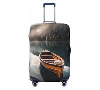 DWVTFSM Travel Luggage Cover Elastic Anti-Scratch Suitcase Protector Washable Travel Suitcase Cover Lakeside Boat Luggage Protector Fits 18-32 Inch Suitcase, Black, S