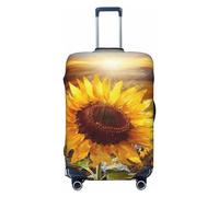 DWVTFSM Travel Luggage Cover Elastic Anti-Scratch Suitcase Protector Washable Travel Suitcase Cover Golden Sunflower Luggage Protector Fits 18-32 Inch Suitcase, Black, M