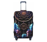 DWVTFSM Travel Luggage Cover Elastic Anti-Scratch Suitcase Protector Washable Travel Suitcase Cover Dream Catcher Luggage Protector Fits 18-32 Inch Suitcase, Black, L