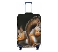 DWVTFSM Travel Luggage Cover Elastic Anti-Scratch Suitcase Protector Washable Travel Suitcase Cover Squirrel Animal Luggage Protector Fits 18-32 Inch Suitcase, Black, XL