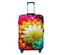 DWVTFSM Travel Luggage Cover Elastic Anti-Scratch Suitcase Protector Washable Travel Suitcase Cover Colorful Flowers Luggage Protector Fits 18-32 Inch Suitcase, Black, S