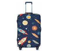 DWVTFSM Travel Luggage Cover Elastic Anti-Scratch Suitcase Protector Washable Travel Suitcase Cover Rocket In Space Luggage Protector Fits 18-32 Inch Suitcase, Black, M