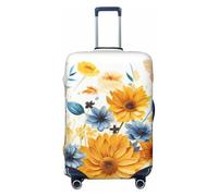 DWVTFSM Travel Luggage Cover Elastic Anti-Scratch Suitcase Protector Washable Travel Suitcase Cover Sunflowers And Dragonflies Luggage Protector Fits 18-32 Inch Suitcase, Black, L